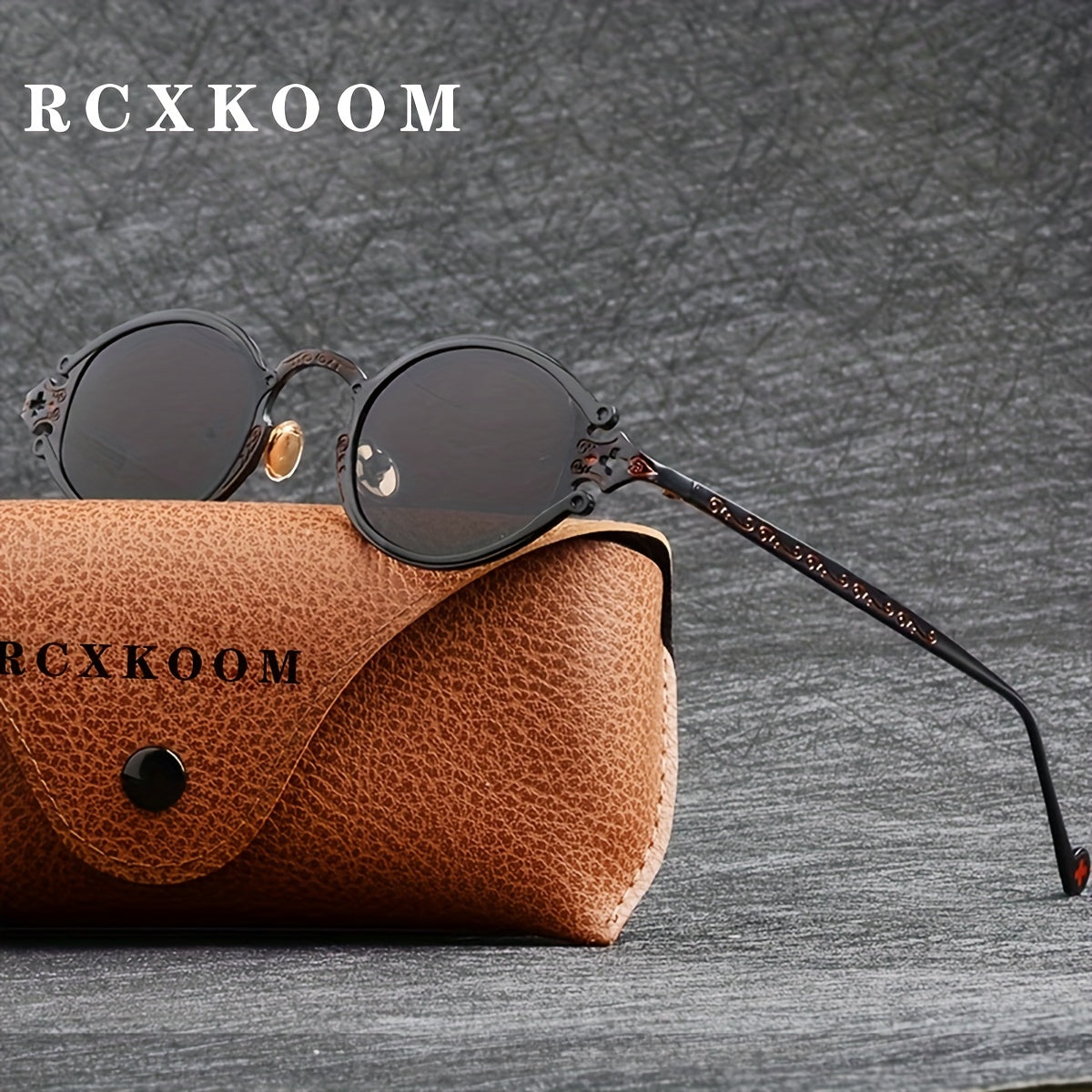 Vintage Metal Steam Punk Sunglasses Unisex Round Frame Polarized Sunglasses