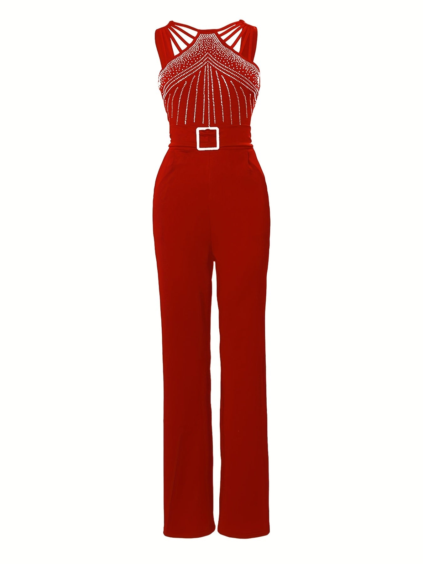 Sparkling Rhinestone Wide Leg Jumpsuit