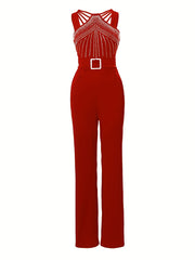 Sparkling Rhinestone Wide Leg Jumpsuit