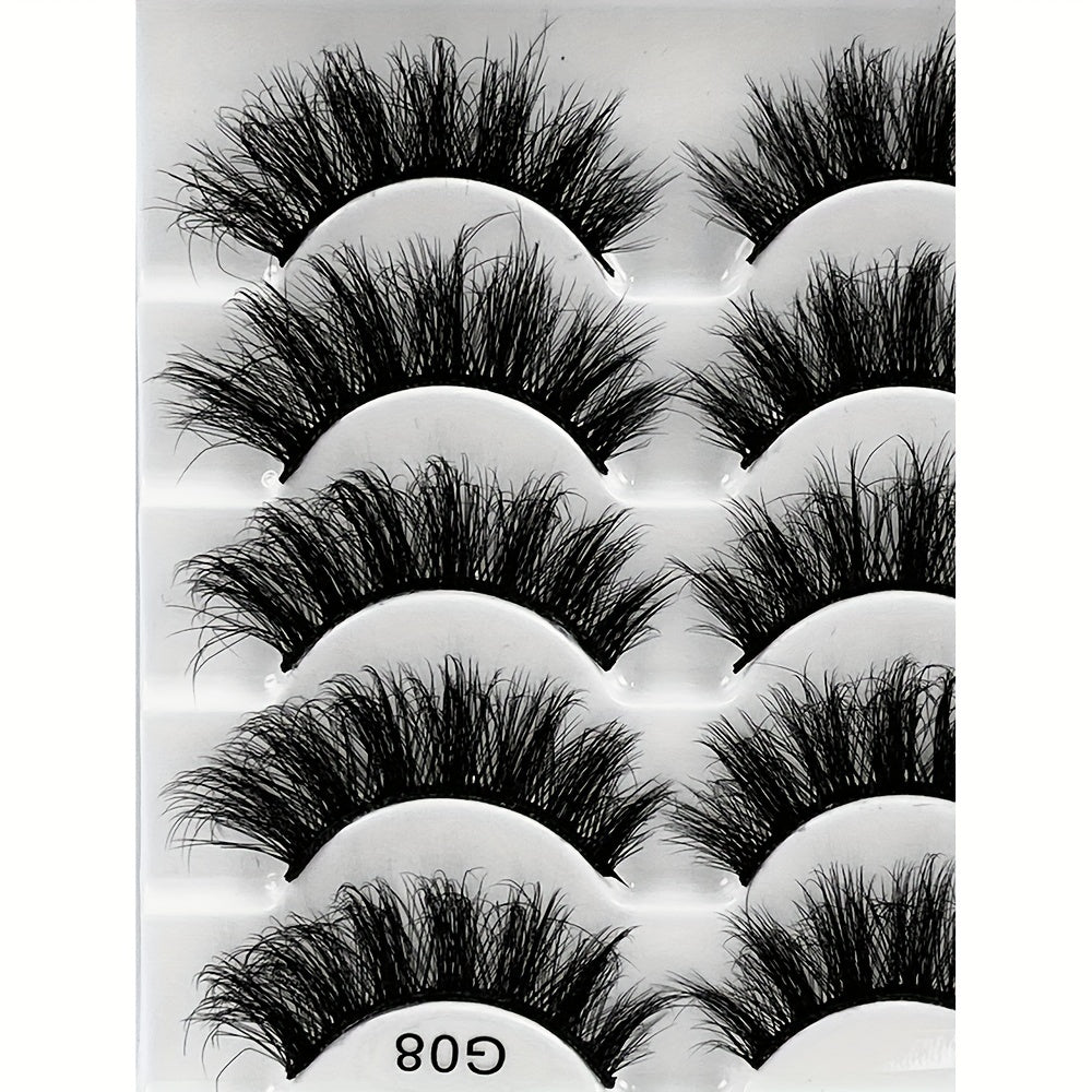 5 Pairs Messy Faux Mink Lashes Crisscross Fluffy Natural Volume False Lashes