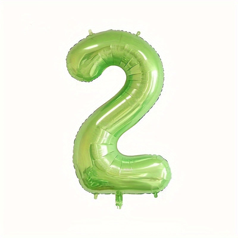 3pcs 101.6cm Green Foil Number Balloons w/ Ribbon & Straw