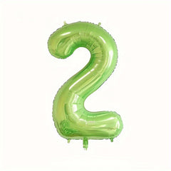 3pcs 101.6cm Green Foil Number Balloons w/ Ribbon & Straw
