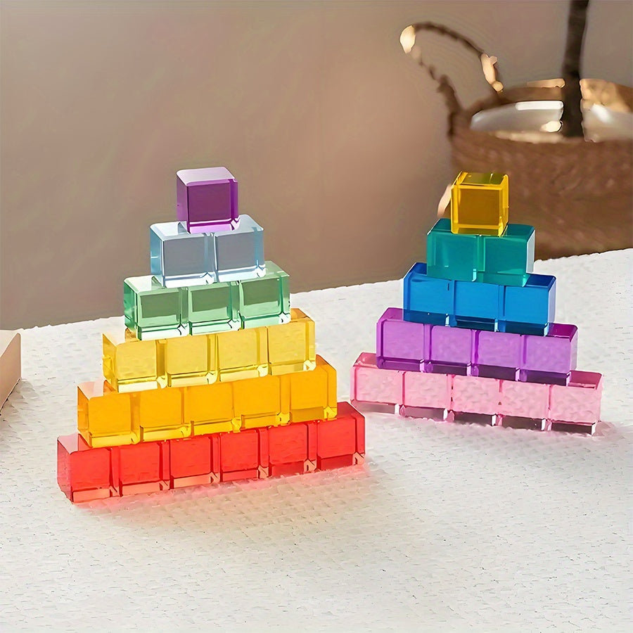 Acrylic Building Blocks Bright Transparent Cubes for Creative Play