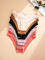 7pcs Ribbed Briefs Stretchy Intimates Panties Women's Lingerie