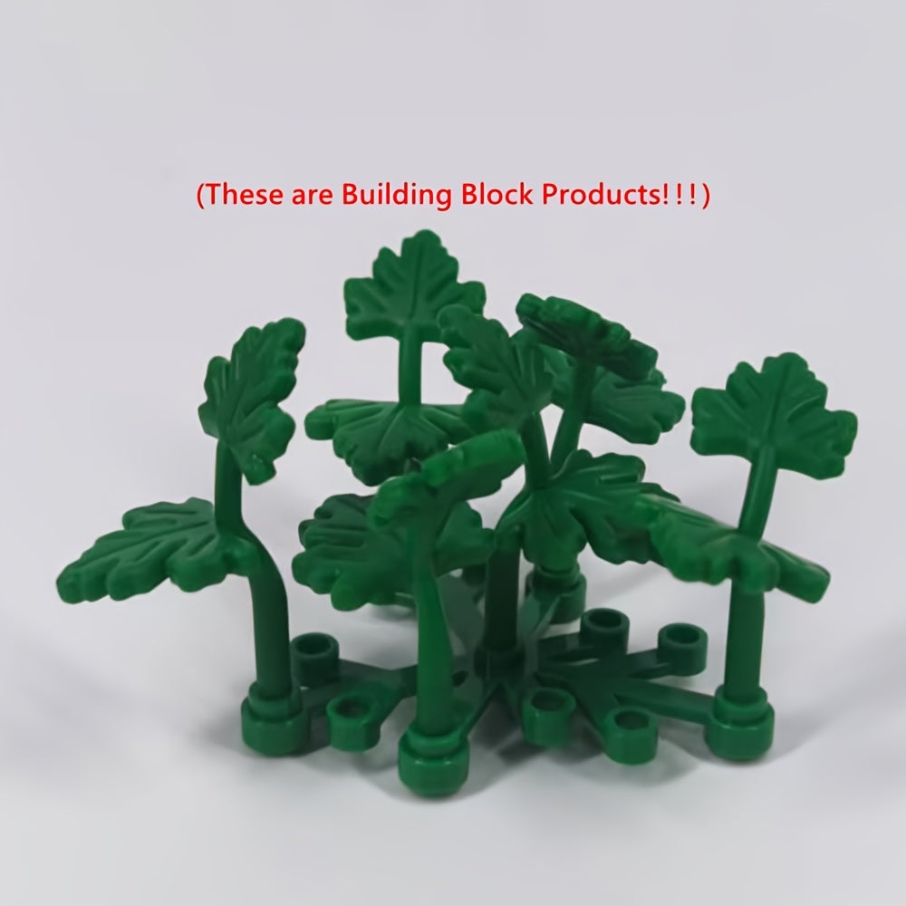 9pcs Building Block DIY Green Leaves Twig Grass Plant Garden Scene Gift