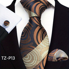 Men's Tie Pocket Square Cufflinks Business Tie Set