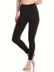 High Waist Yoga Pants Solid Butt Lifting With Pocket Slimming Leggings