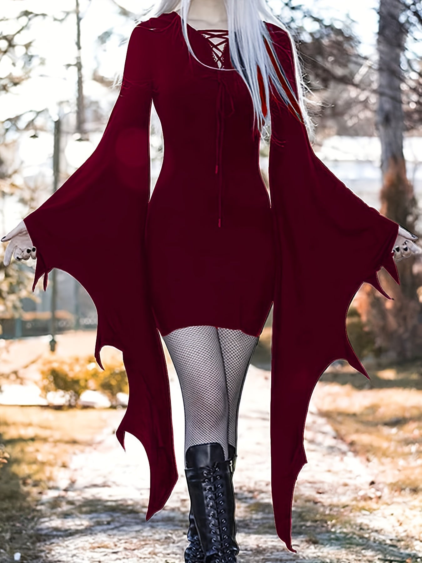 Halloween Gothic Crisscross Drawstring Dress