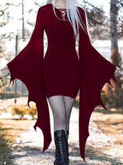 Halloween Gothic Crisscross Drawstring Dress