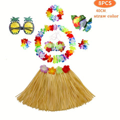 Kids Hawaiian Straw Skirt 40 01cm Set Children Stage Performance Clothes