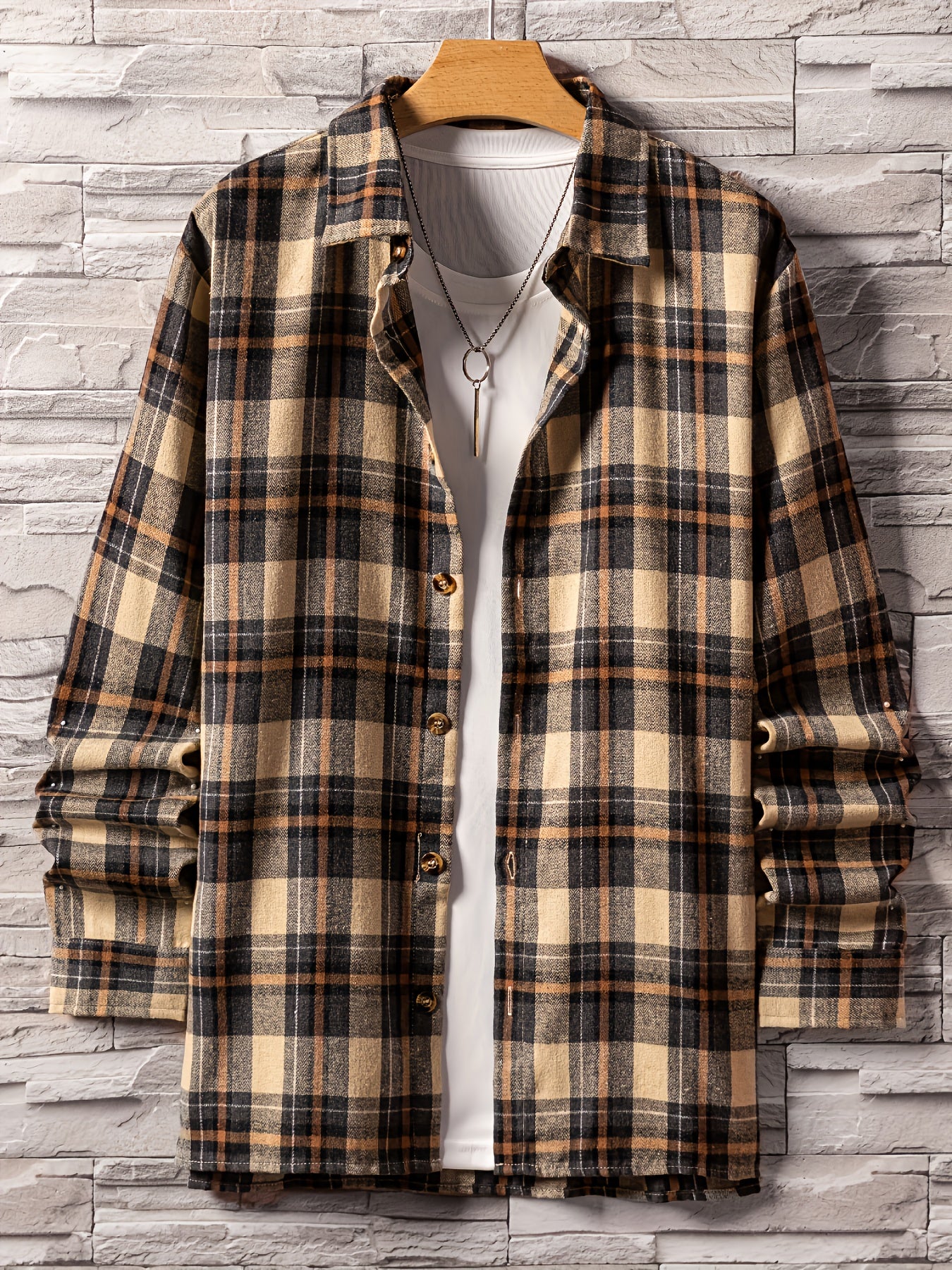 Men's Plaid Button Up Long Sleeve Shirt