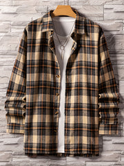 Men's Plaid Button Up Long Sleeve Shirt