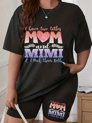 Heart & Slogan Print Top & Shorts Set