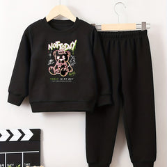 Kids Bear Print Pullover Top & Pants Set