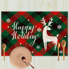 Christmas Santa Claus Mat Non Slip Heat Resistant Kitchen Table Cotton Linen Mat