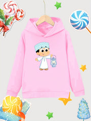 Cartoon Boy Pattern Girl's Cotton Hoodie Active Sweatshirt