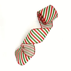 4 57 Meter Christmas Wired Edge Ribbon Red Green Stripe Ribbon Xmas Wrapping