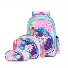 Kids Waterproof Unicorn Dinosaur Backpack Large Capacity Multiple Compartments