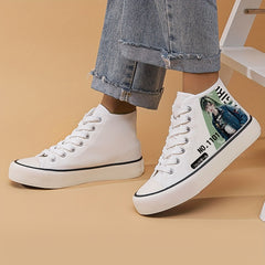 Anime Girl Pattern Lightweight High Top Canvas Sneakers