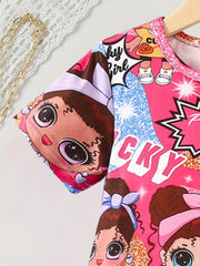 Sweet Cartoon Girls Print Summer Dress