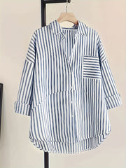 Stripe Print Long Sleeve Blouse