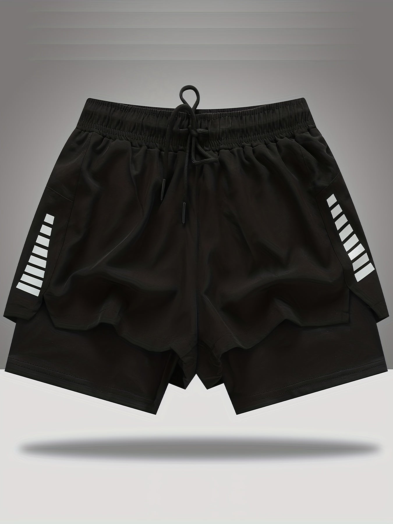 Double Layer Sports Shorts With Side Zipper Pocket
