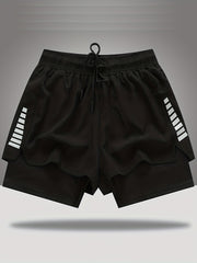 Double Layer Sports Shorts With Side Zipper Pocket