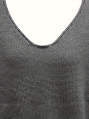 Solid Long Sleeve V Neck High Stretch Jumper