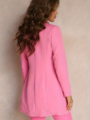 Basic Blazer Women's Plus Solid Long Sleeve Lapel Collar Workwear