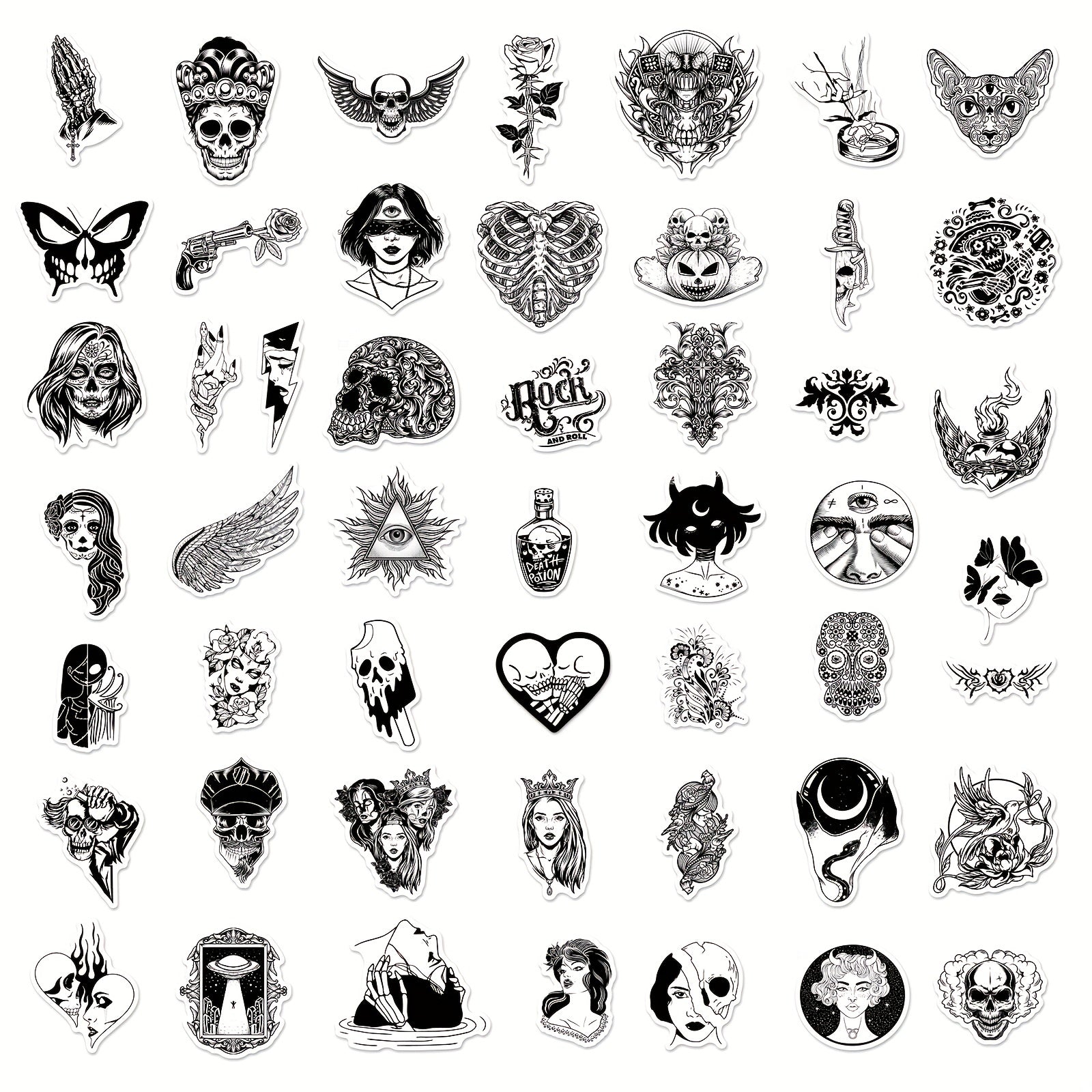 100pcs Gothic Stickers Skull Waterproof Vinyl Stickers For Laptop Phone Car