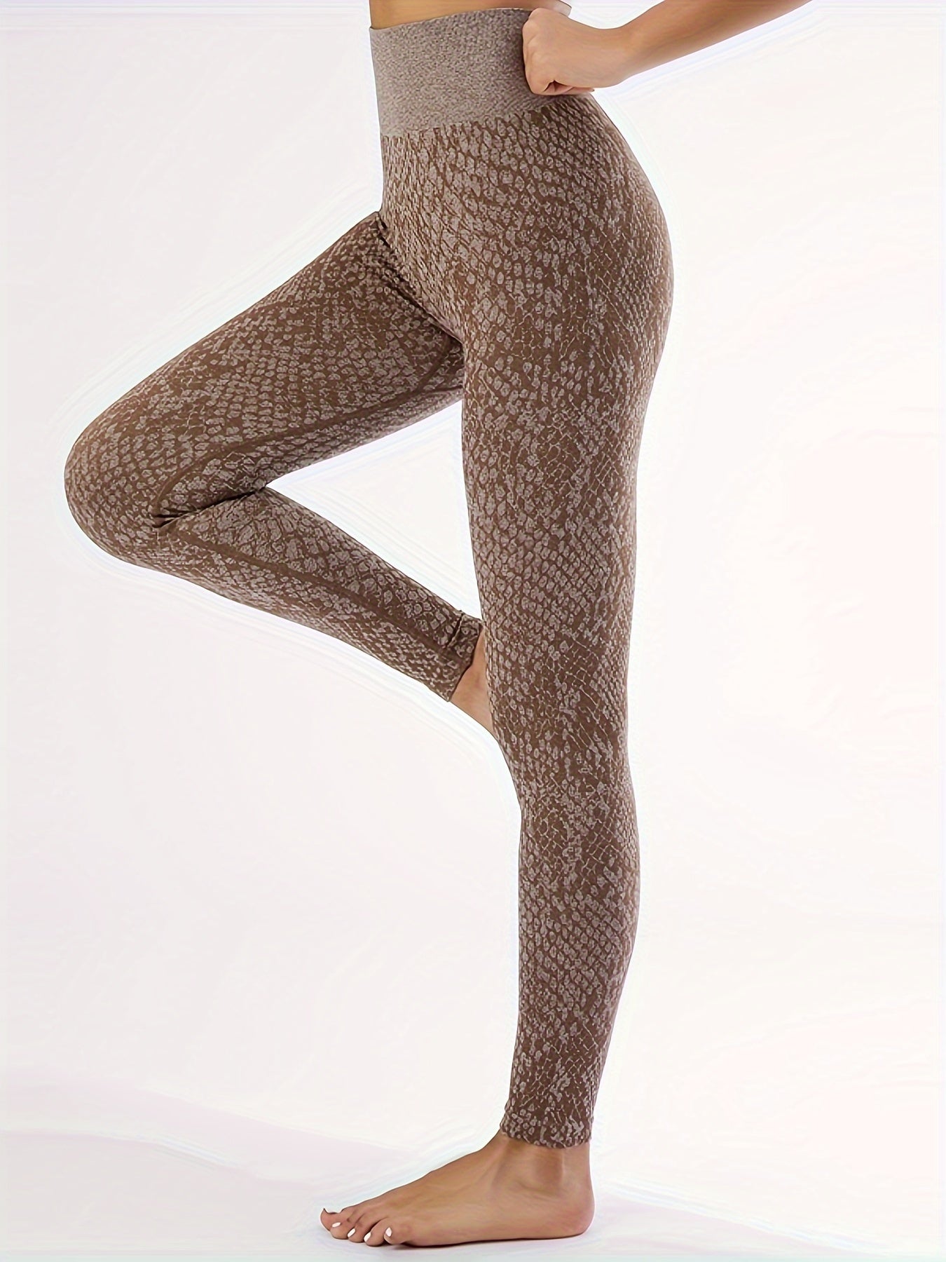 Snakeskin Print Sports Leggings High Waist Workout Tight Pants