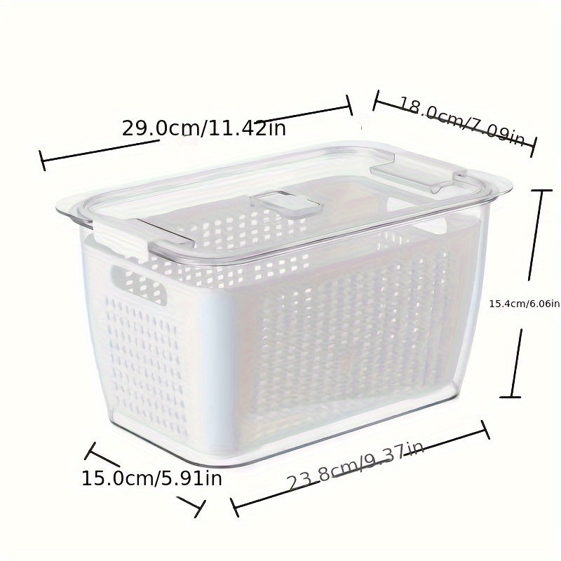 Double Layer Draining Basket Refrigerator Vegetable Storage Box