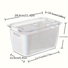 Double Layer Draining Basket Refrigerator Vegetable Storage Box