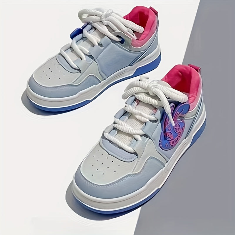 Women's Rabbit Lace-up Skate Shoes Lightweight Platform Sneakers