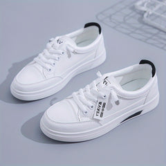 Women's Lace Up Flat Skate Shoes Low Top Sneakers