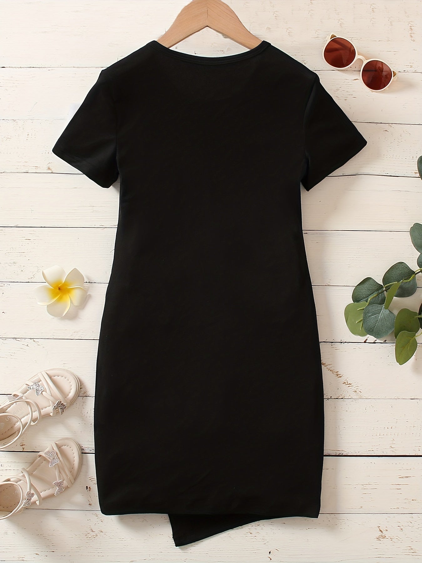 Girls Casual Button Short Sleeve Dress