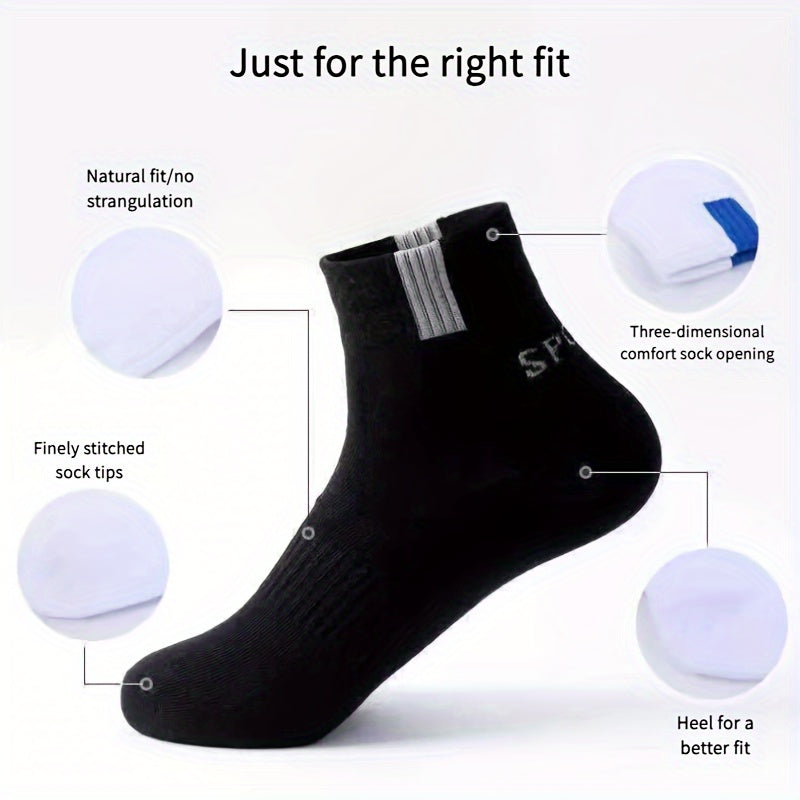 Men's Solid Crew Socks Soft Breathable Casual Socks for Outdoor Activities