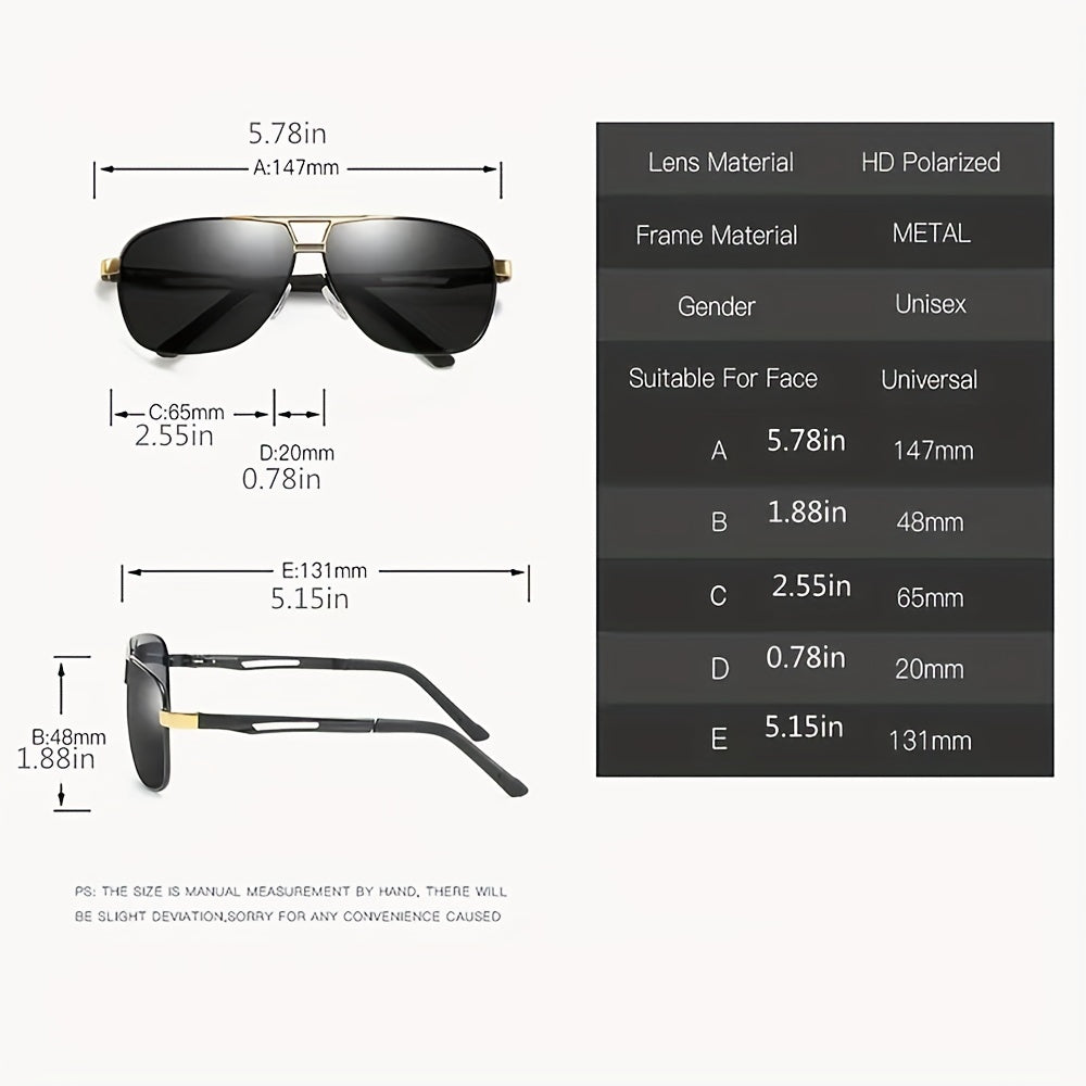 Men's Vintage Polarized Square Sunglasses UV Protection Sunshade