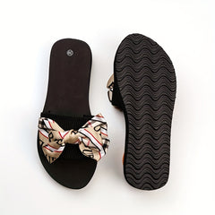 Women's Bowknot Flat Sandals Slip On Comfy Shoes