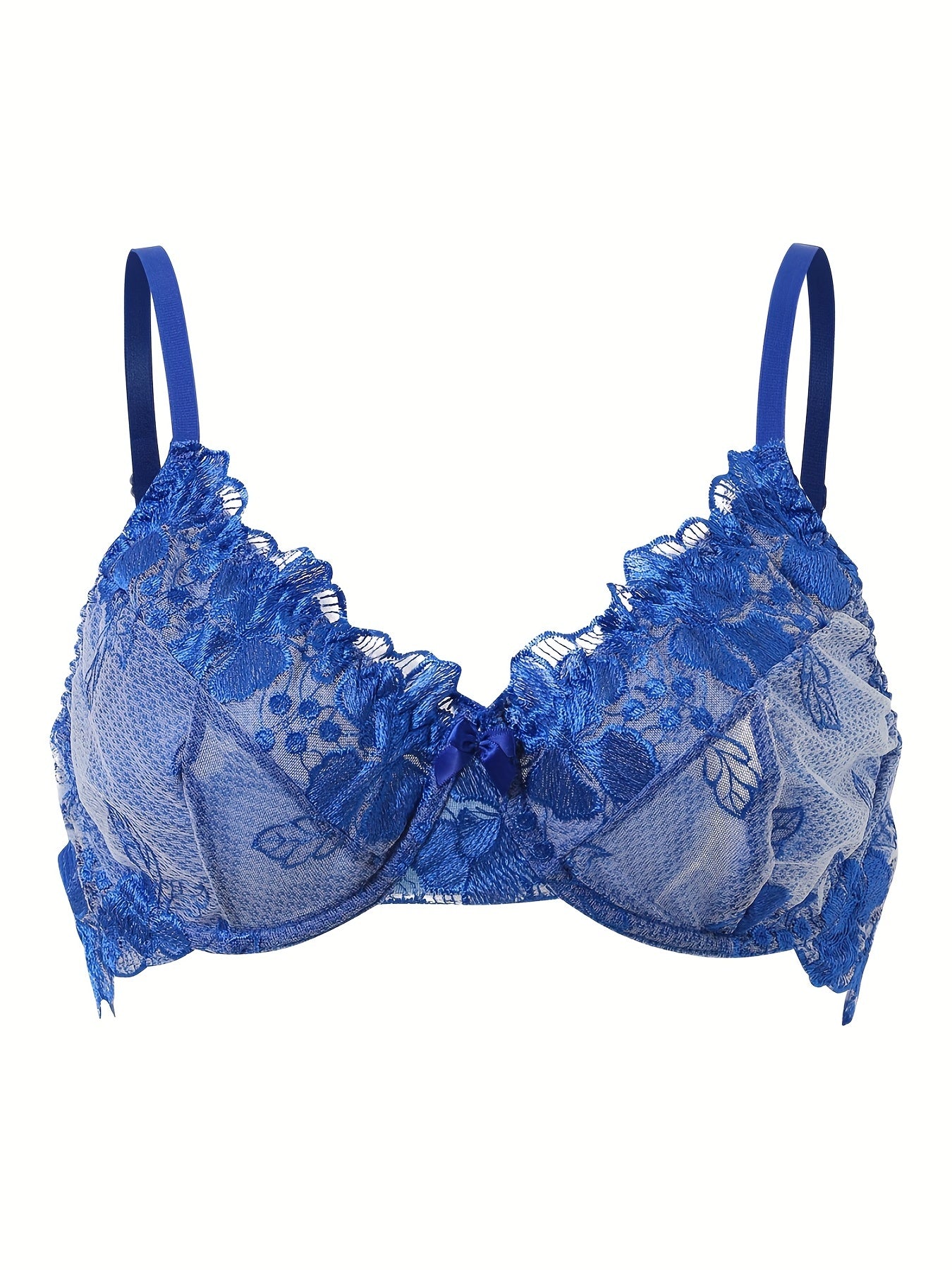 Sexy Bra Women's Plus Floral Lace Mesh Bow Knot Bra