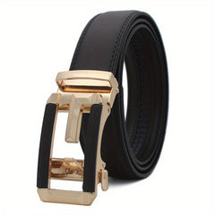 Men's PU Leather Belt Automatic Buckle Casual Pants Belt Size 49 2in