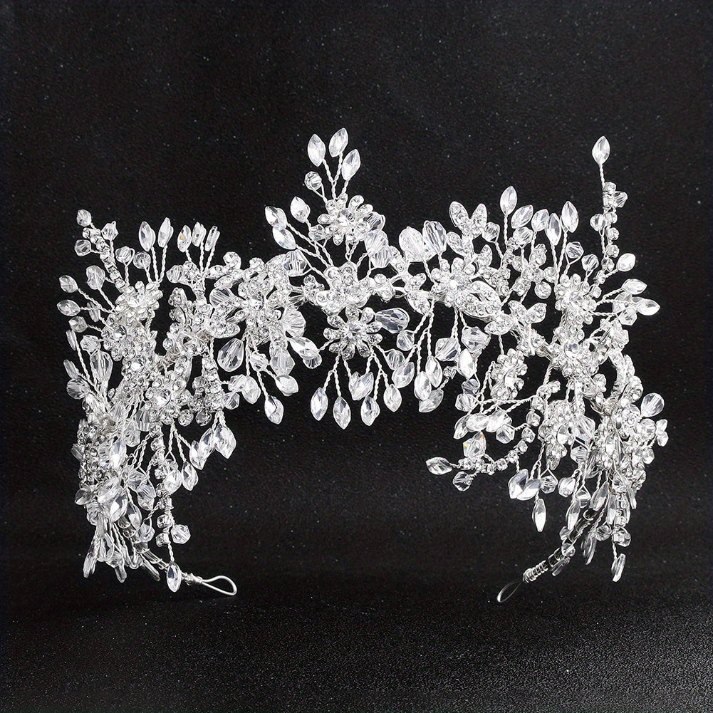 Bridal Rhinestone Flower Headband Set