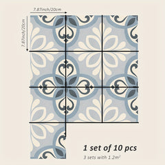 10pcs Waterproof Floor Stickers Printed Flower Brick Kitchen Bathroom Decoration