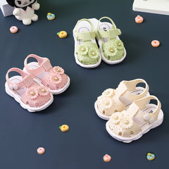 JIAGEYA Flower Decor Sandals Girls Lightweight Breathable Sandals