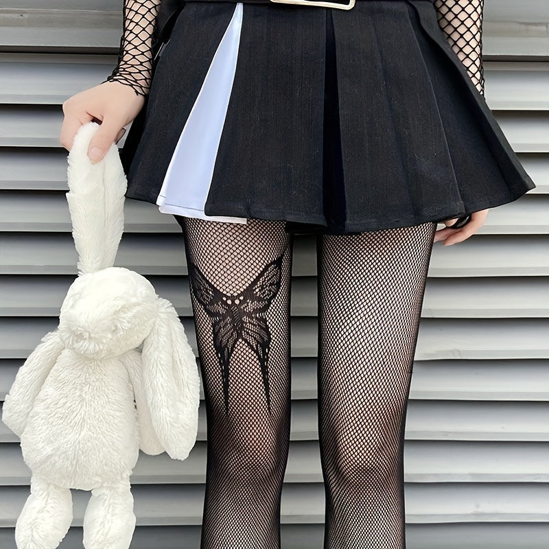 Butterfly Fishnet Tights Hollow Out High Waist Pantyhose Women's Stockings