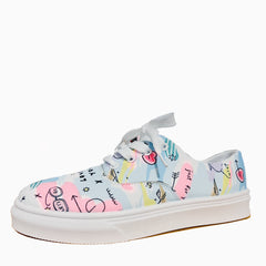 Women's Gingham Lace Up Skate Shoes Low Top Sneaker