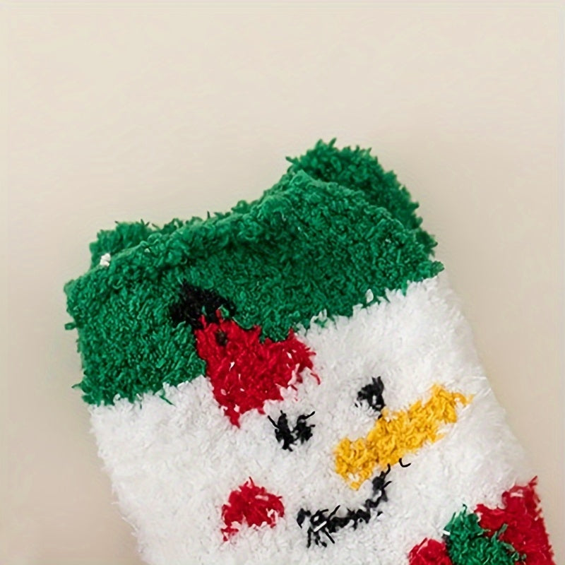 3 Pairs Christmas Print Socks Cozy & Warm Women's Stockings