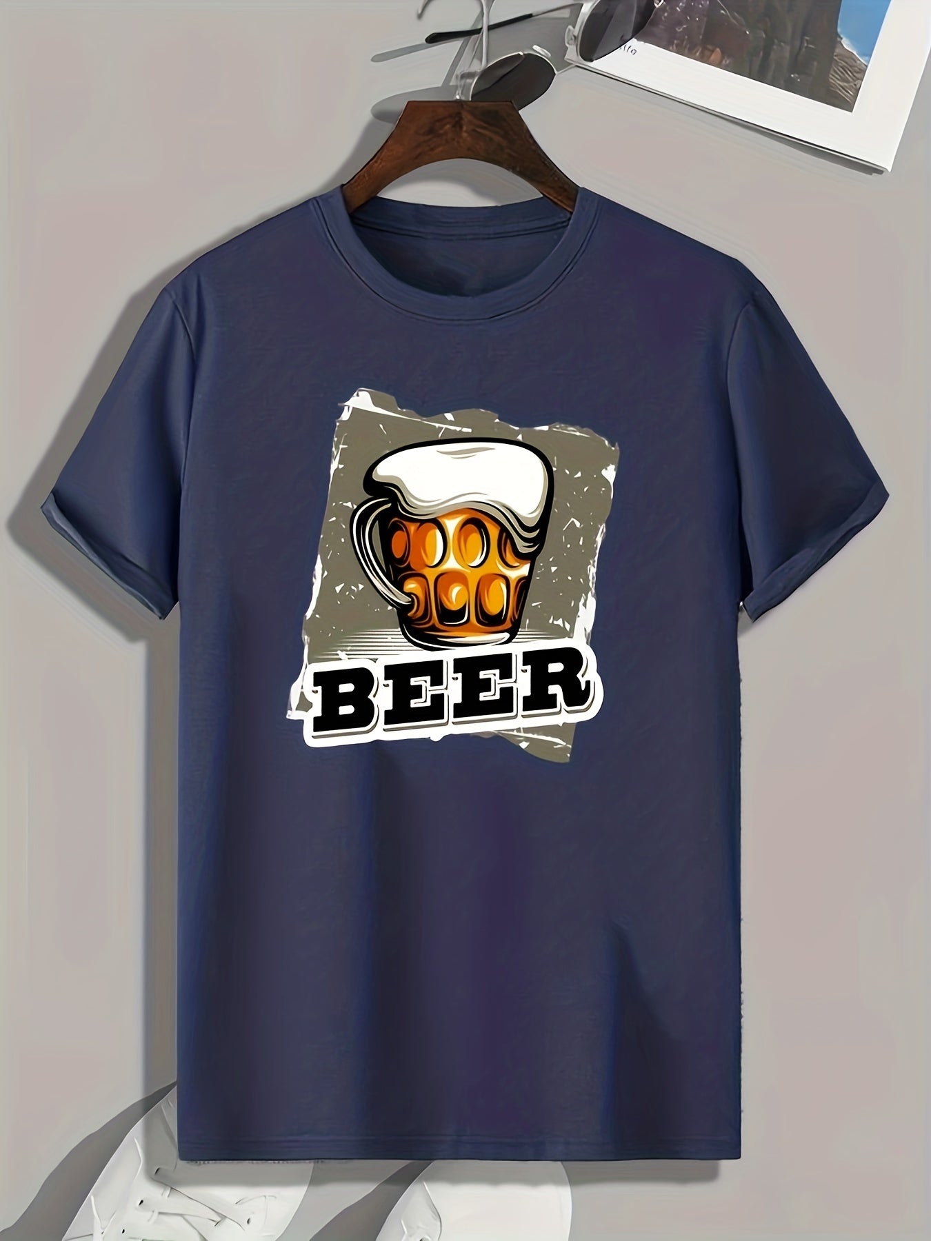 Beer Print Men's Graphic T shirt Casual Comfy Tees For Summer