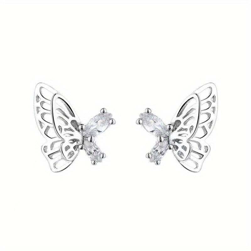 Butterfly Stud Earrings Double Layer Daily Accessories