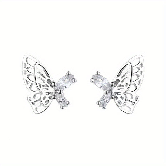 Butterfly Stud Earrings Double Layer Daily Accessories